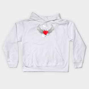 Red Heart with Wings Kids Hoodie